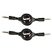 Produktbild com-four AUX Audio-Kabel Stereo 2X 3,5mm Klinke ausziehbar/versenkbar mit vergoldeten Kontakten schwarz (2 Stück - 80cm)