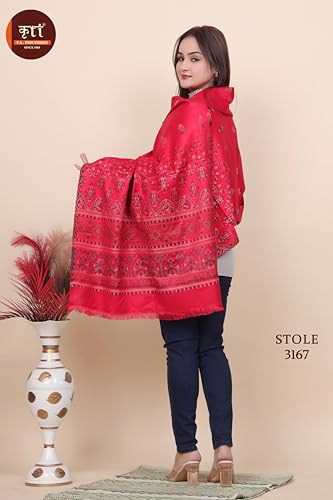 Image of KRITI Paisley Design Woollen Beige Color Shawl For Women
