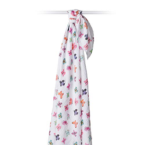 Lulujo Baby Swaddle Blanket| Unisex Softest 100% Cotton Muslin Swaddle Blanket| Neutral Receiving Blanket For Girls & Boys | 47In X 47In Butterfly #TOP3