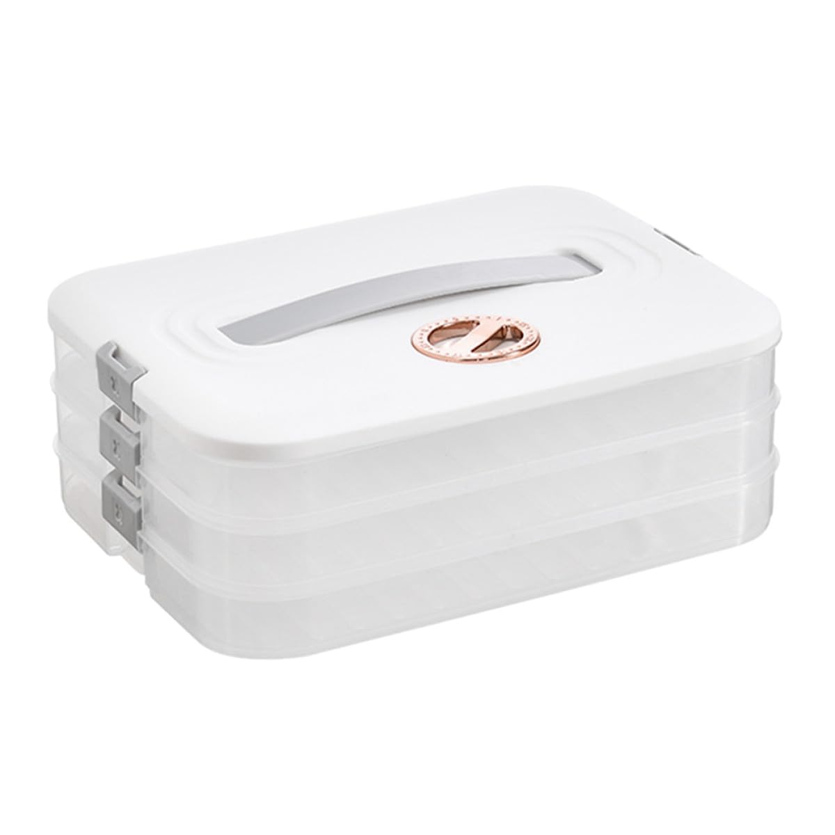 Sewroro Boîte de Rangement Alimentaire pour Raviolis 3 Étages Empilable en Polypropylène Blanc Couvercle Hermétique Antidérapant, Contenant pour Réfrigérateur et Congélateur, Réutilisable