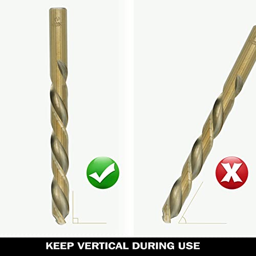 Behappy Cobalt Drill Bit Set 15Pcs, M35 High Speed Steel Drill Bit Sets, Twist Jobber Drill Bit Set For Hardened Metal, Stainless Steel, Cast Iron, Wood, Plastic Index Storage Case, 1/16"3/8" #TOP6