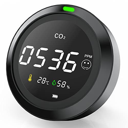 Protmex Monitor de CO2, detector de CO2, portátil para interiores y exteriores, calidad de aire profesional, medidor de CO2 con medición de humedad de temperatura ambiente, gimnasio, coche