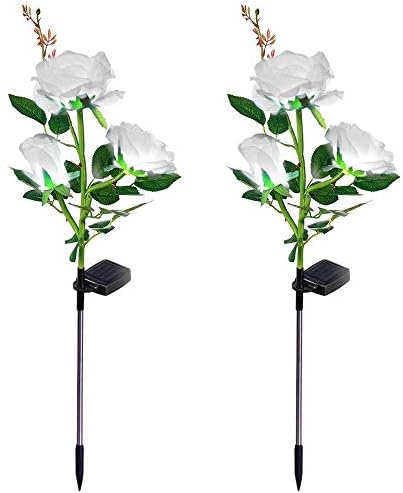 Solar Lantern Fairy Lights Ideal for Great Gifts White Frosted Glass Hanging Jar Solar Lights Outdoor Decorative 20 Warm White Mini LED String Lights (Solar Flower Light 2Pc White)