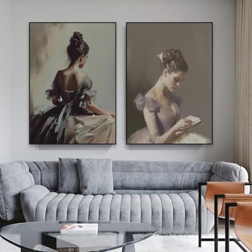 Peinture nordique de portrait abstrait féminin pour créer un salon chaleureux et design