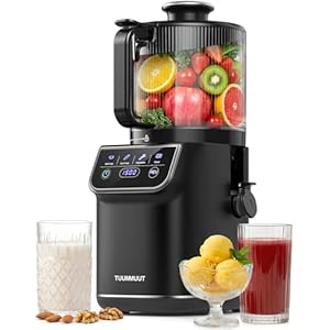 TUUMIIST 3-in-1 Cold Press Juicer Machine, Smart Touch Masticating Juicers for Whole Fruit & Vegetable, 6.5″ Wide Chute Slow Juicer for Nut Milk & Sorbet, High Yield, 100oz Large Capacity, Easy Clean