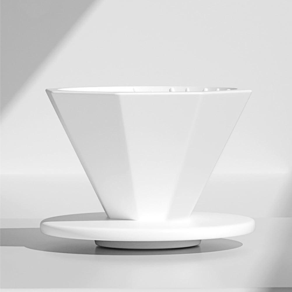 Filtre à café en céramique réutilisable octogonal Pour Over Dripper pour sacs Melitta - Extraction à paroi spirale Noir S (Black L)