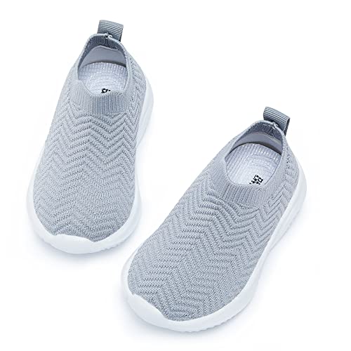 Bmcitybm Baby Shoes Boy Girl First Walking Shoes Breathable Infant Walker Shoes Lightweight Slip On Sock Sneakers 12-18 Months Infant Grey Size 5 Toddler #TOP4