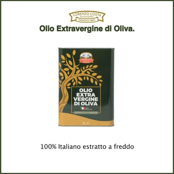 LORENZO COSTA FU EUGENIO Olio Extravergine di oliva 100% italiano | Latta 3L | Olio di oliva extravergine italiano filtrato | Estratto a freddo