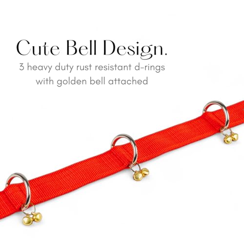 Image of Dog Neck Collar Belt and Leash for Medium Dogs, Dog Stylish Nylon Leash Belts with Bell - Beagle, Pug, Boxer, Shiba Inu, Tibetan Terrier, Indian Spitz (Medium, Red)