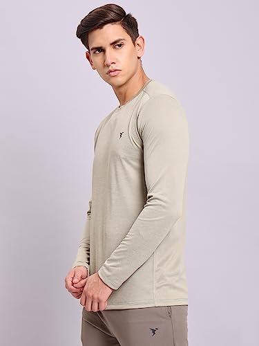 Image of TECHNOSPORT Men's Slim Fit Full Sleeve Round Neck T-Shirt, Double Cool Quick Dry Moisture Wicking Stretchable Sports Gym and Casual Wear