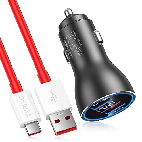 80W SuperVOOC Allume Cigare pour Oneplus 10 Pro/Nord 2T, ACOCOBUY Allume Cigare USB avec Câble USB C 1M, 2 Ports Chargeur de Voiture 65W Warp Charge pour Oneplus Nord CE 2/Nord 2/8 Pro/7/6 pour Oppo Cover