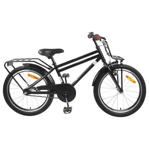 Teenpull Bicicleta infantil de 22 pulgadas, color negro, para 7-12 años, marco de acero, caja de cambios simple, guardabarros, con timbre y soporte, para ocio al aire libre y movilidad segura