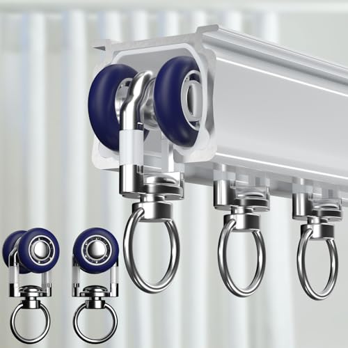 Ceiling Curtain Track, Heavy-Duty Curtain Tracks Ceiling Wall Mount for Curtains Ceiling Mounted Curtains Rod Track System with Roller Hooks Sliding Curtains Tracks Rails Set, White (12FT-15FT)