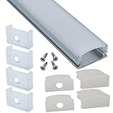Litever 10-Pack Slim Aluminum Channels U Shape 1 Meter/3.3 FT for Mounting 10mm Wide LED Strip 12mm Rigid LED Bar LED Strip Channels with Diffused Cover End Cap Mounting Clips LL-007-F-[10 Pack]