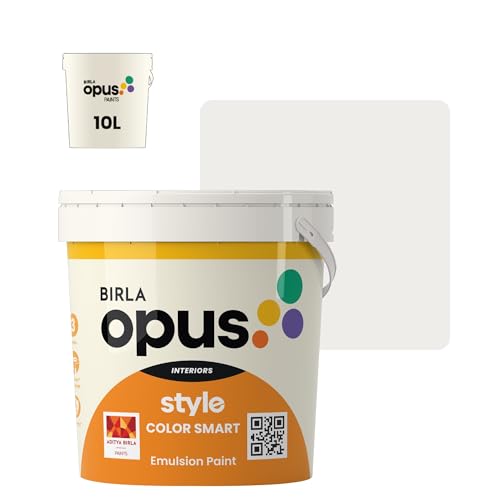 Image of Birla Opus Style Color Smart Premium Interior Emulsion Paint-10L, White Linen Colour, Smooth Matt Finish-Superior Coverage, Washable, Non Chalking-For Bedroom, Living Room, Office|Get 10% More Free