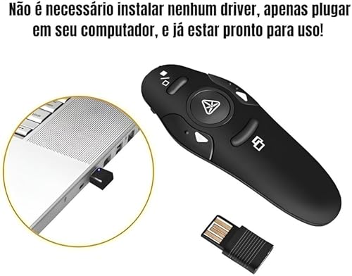 Apresentador de Slides Sem Fio Laser Premium Apontador PowerPoint Caneta Passador de Slides Ideal Pa