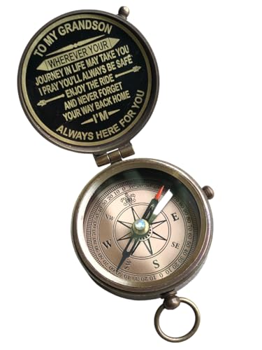 Brújula de Latón con Grabado para Nieto, Regalo Significativo miniatura 7