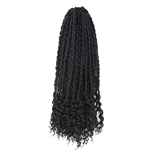 Sierra Braid 24 Inch 7 Packs 1B Natural Black Jumbo Box Braid Curly End Crochet Hair Pre-stretched Hair Extension Passio