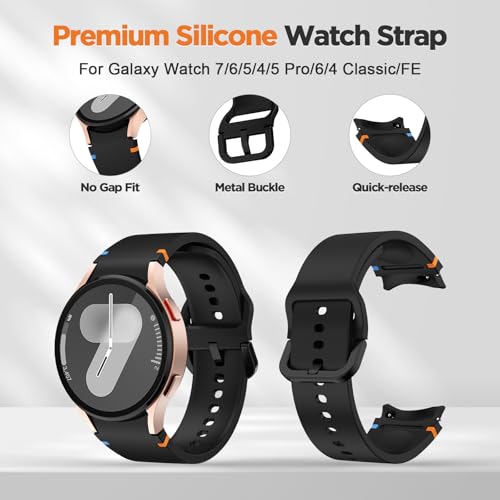 Image of No Gap Strap Compatible with Samsung Galaxy Watch 7 6 5 4 44mm 40mm /FE 40mm / Watch 6 Classic 47mm 43mm / 5 Pro 45mm / 4 Classic 46mm 42mm, Silicone Replacement Sport Loop Band(NO WATCH)