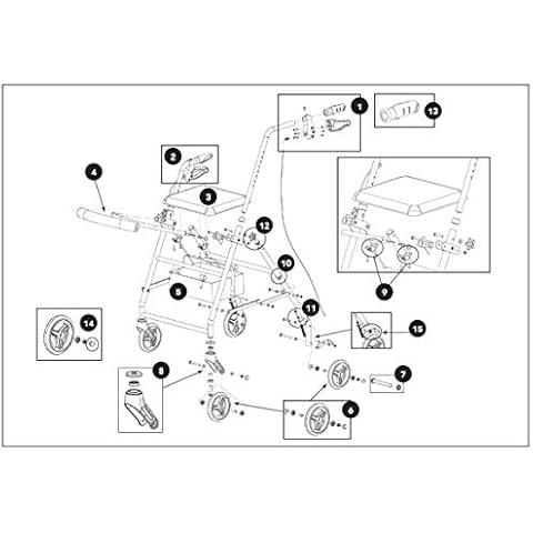 #2 - Right Hand Brake Assembly (Includes Brake Spring & Wheel Contact) ProBasics 6" Low Profile (HEMI) Rollator Model RLAH6 Cover