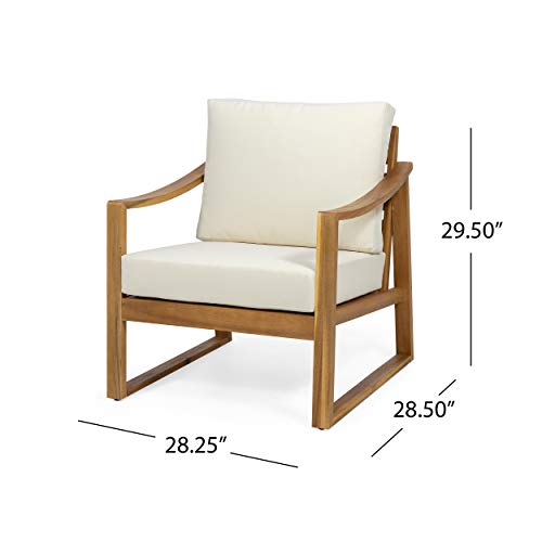 Christopher-Knight-Home-Adolph-Outdoor-Acacia-Wood-Club-Chairs-with-Water-Resistant-Cushions-Teak-and-Beige Christopher Knight Home Adolph Outdoor Acacia Wood Club Chairs with Water Resistant Cushions Teak and Beige