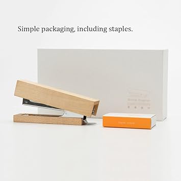 Cute Stapler Wooden Stapler for Desk Student Office Labor Saving Portable Multifunctional Easy Load Office Supplies Color: Maple, Size: Square