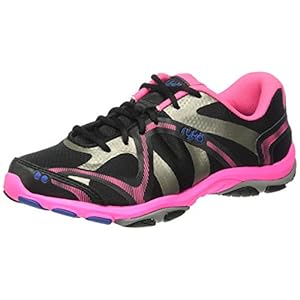 Ryka-Womens-Influence-Cross-Trainer Ryka Women's Influence Cross Trainer, Black/Atomic Pink/Royal Blue/Forge Grey, 9 M US