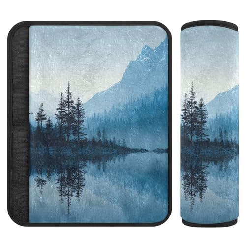 Image of 2 Pack Seatbelt Covers Seat Belt Cover Pad for Adults Boys Girls Car Seat Strap Covers Pads Cushion Universal Shoulder Strap Pad Protector for Backpack Camera Bag 6.5 Inch Winter Mountain and Mirrored