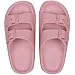Non-Rutsch-Frauen Männer Sommer-Hausschuhe Weiches Licht Gewicht Dicke Sohle Sandalen Flache Doppelschnalle Badezimmer Duschschuhe Für Pool Fitnessstudio Haus,Rosa,40.5 EU