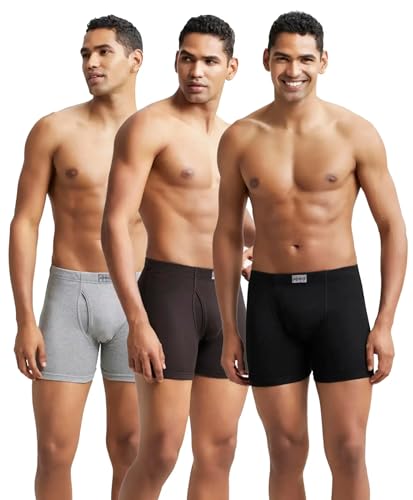 Image of Jockey 8008 Men's Super Combed Cotton Rib Solid Boxer Brief with Ultrasoft Concealed Waistband (Pack of 3)