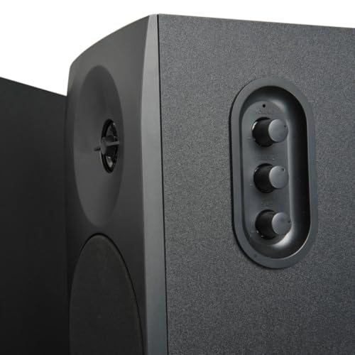 Woxter Dynamic Line 410 – Altavoces estéreo 2.0 Autoamplificados con 150W de potencia, Madera, Woofer de 4 pulgadas, 2 Tweeter, 3.5 mm, RCA, Control volumen, agudos, graves, Negro - imagen 7