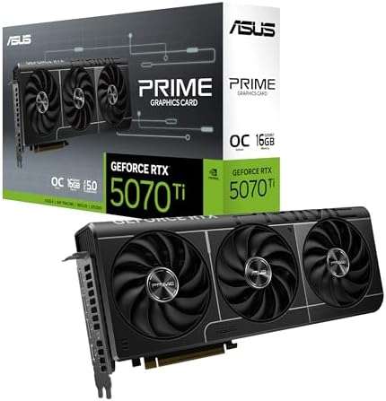 ASUS Prime GeForce RTX 5070 Ti 16GB GDDR7 OC Edition - Tarjeta gráfica | Nvidia GeForce RTX5070 Ti DLSS 4, diseño de 2,5 ranuras, PCIe 5.0, 3X DisplayPort 2.1b, 1 x HDMI 2.1b