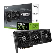 ASUS PRIME NVIDIA GeForce RTX 5070 Ti OC Edition, 16GB GDDR7, 256 Bit, PCIe 5.0, 2.5 Slot Design, 3 Axial-Tech Fans, 1 HDMI 2.1, 3 DisplayPort 2.1, Black, PRIME-RTX5070TI-O16G