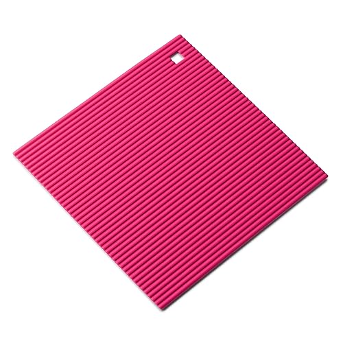 Zeal Silicone Trivet Mat Kitchen Worktop Protector for Hot Pots and Pans (22 x 22cm) – Heat Resistant Mat, Non Slip Square Trivet, Neon Pink