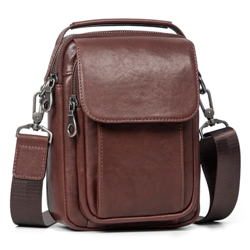 Image of Augus Genuine Leather Small Messenger Bag Crossbody