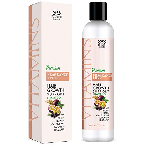 Nourish Beaute Vitamins Premium Shampoo For Hair Loss To Promote Hair Regrowth, Volume And Thickening With Biotin, Dht Blockers And Antioxidants For Men And Women 10 Ounces, Fragrance Free, 1 Count #TOP8