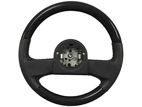 VSW Steering Wheel Black Leather, Black Ash Wood Grip OE Style compatible with C4 Corvette 1984-1989 9768988