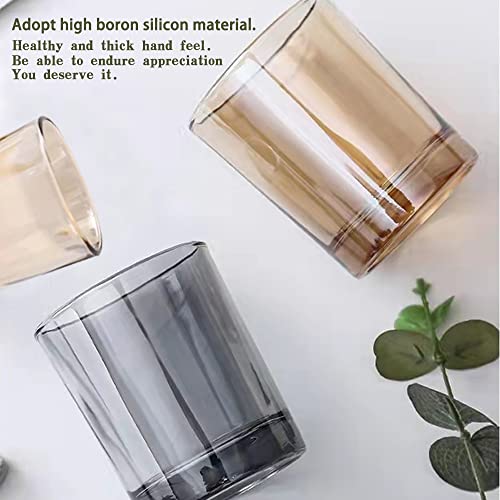 Cawein Glass Tumbler Cup 2Pcs，Toothbrush Cup ，Holder For Makeup Brushes, Toothbrushes, Glasses, And Brushes On Bathroom (Amber & Gray) #TOP3