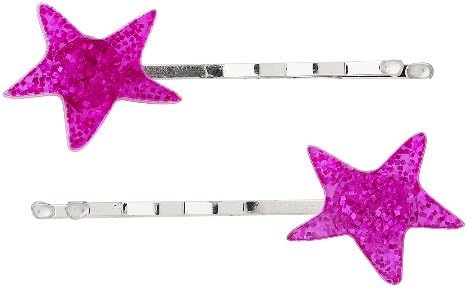 Pink Glitter Hairclip with Stars, Set of 2