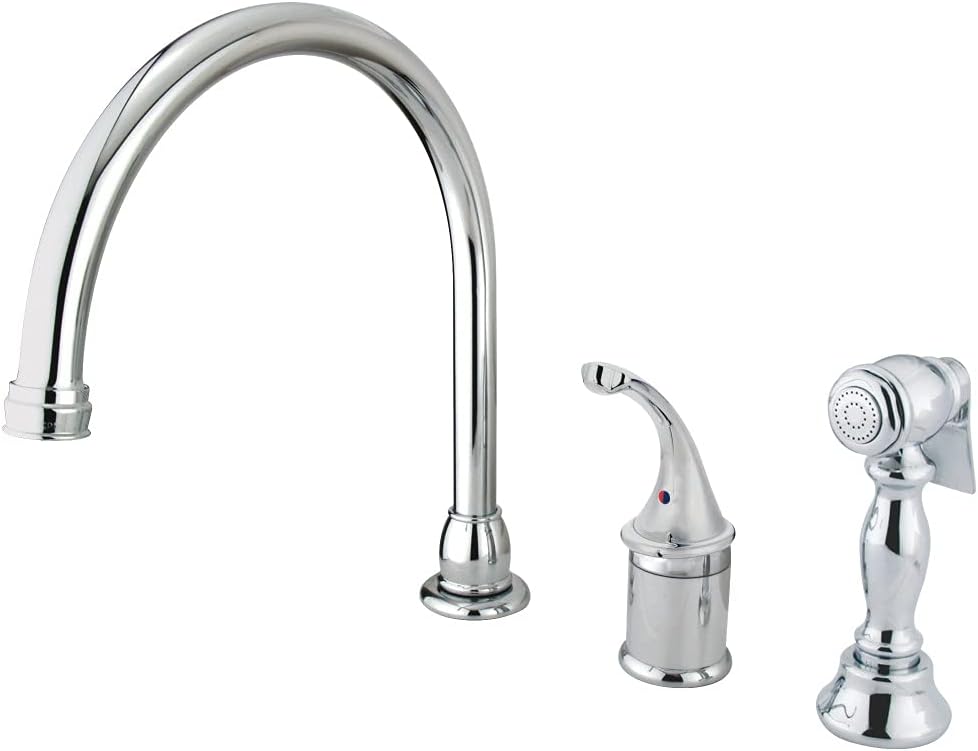 Kingston Brass KB3818GLBS Georgian Kitchen Faucet with Brass Sprayer, 8-3/4-Inch, Brushed Nickel