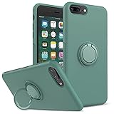 LeYi Compatible with iPhone 8 Plus Case, iPhone 7 Plus Case, iPhone 6s Plus Case, Soft Microfiber Liner Shock Absorption Gel Rubber Liquid Silicone Cover for iPhone 6 Plus,Green