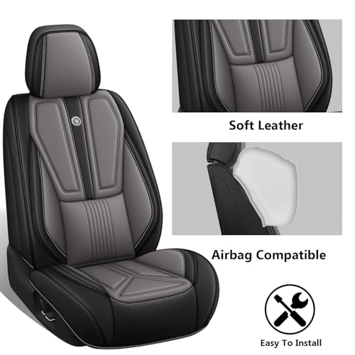 Image of Custom Car Seat Cover for Jeep Gladiator 2020-2026,Easy install,Black Gray | nappa leather seat protector,full coverage seat covers,all weather seat cover,waterproof,anti-slip,easy clean,2 seat Standard