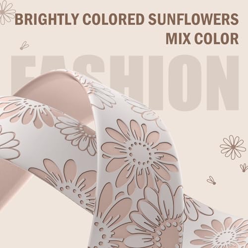 Maledan Floral Engraved Strap Compatible with Apple Watch Straps 41mm 40mm 38mm 42mm Women, Two-Tone Flower Silicone Sport Band for iWatch Strap SE Series 11 10 9 8 7 6 5 4 3 2 1, Starlight/Milk Tea - Image 3