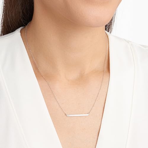 Amazon Essentials Women's Sterling Silver Horizontal Bar Necklace, 18"2