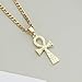 SAELACY Textured Ankh Cross Pendant Necklace For Women Men, Figaro Chain Necklace Vintage Egyptian Cross Necklace Minimalist Jewelry (gold, chain length: 18