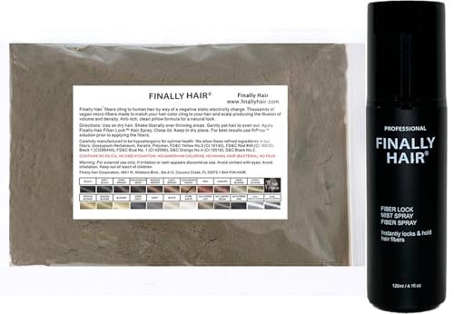 Finally Hair Fiber &amp; Hold Spray Combo Kit (Light Medium Brown, 50g Refill)