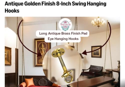 Image of Ceiling Hooks for Hanging Zula for Home Punching Bag Hanger with Anchor Bolt Fasteners Suitbale for Hammock Swing (Golden Kada, 14 Inch, Pack of 2)