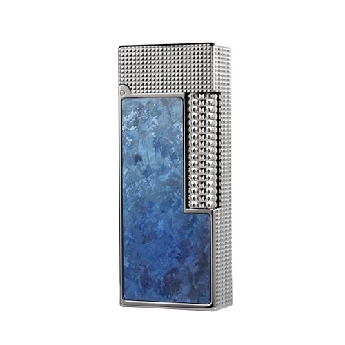 THORENS Side-Slip Narrow Blue Frost Ti Brass Inlay Flip Kerosene Lighter
