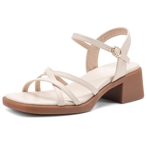 Sandales brides croisées femme talon épais contre la fatigue des pieds