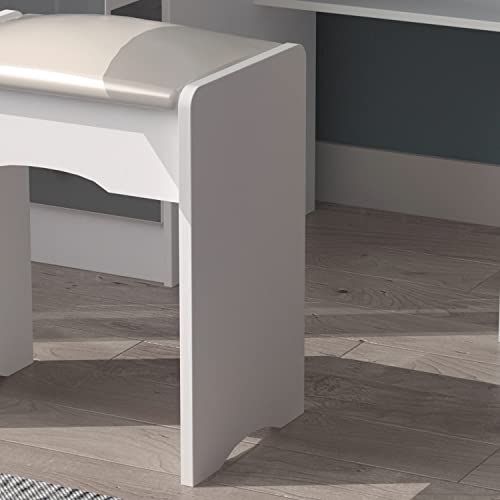 Homsee Vanity Desk Set Makeup Table With Large Sliding Lighted Mirror, Dressing Table With 4 Drawers, Hidden Storage Shelves & Cushioned Stool For Bedroom, White #TOP5